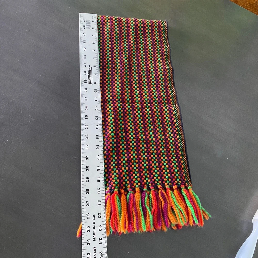 Vintage Carson Pirie Scott Merino Wool Scarf West Germany Multi Color Woven 46in
